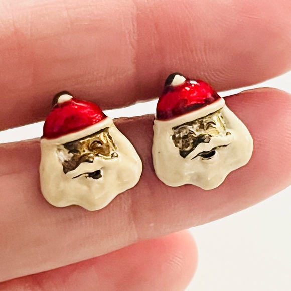 Four Sets Vintage Christmas Earring Stud Sets Santa Bell SnowmanHoliday Jewelry - Picture 13 of 16
